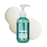 Bliss Clear Genius Clarifying Gel Cleanser bottle shows refreshing tea tree scent for clear pores.