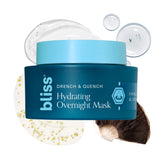 Bliss Drench & Quench overnight mask jar showing jelly texture for deep hydration