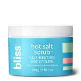 Bliss Hot Salt Scrub jar closeup showcases spa-like exfoliation