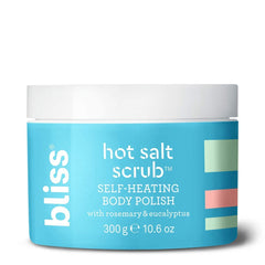Bliss Hot Salt Scrub jar closeup showcases spa-like exfoliation