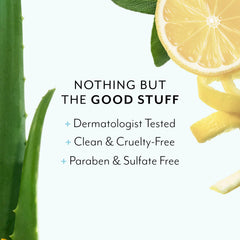 Bliss Lemon & Sage Hand Wash label close-up emphasizing aloe and coconut oil ingredients.