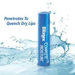 Blistex Complete Moisture 6-pack back view showing packaging details for travel-ready care