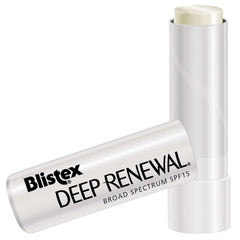 Blistex Deep Renewal SPF15 application image highlights sunscreen protection for sunny days