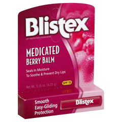 Blistex medicated berry lip balm tube, 24-pack, for all-day moisture protection.