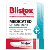 Blistex medicated lip ointment tube front view, pack of 12 for cold sore relief and dry lips.