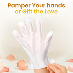 BLOOMORA Repairing Hand Mask gloves closeup showing rich shea butter nourishment