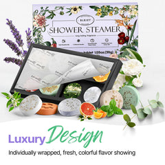 BLRIET shower steamers natural ingredients label signals clean, worry-free self-care