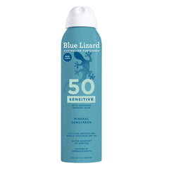Blue Lizard Sensitive SPF 50 spray bottle provides mineral protection on outdoor adventures.