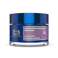 Blue Nectar face cream saffron jar shows luxurious hydration for mature skin.
