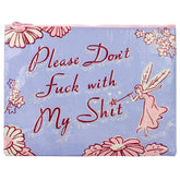Blue Q Please Don't F With My Stuff Zipper Pouch front view for bag organization
