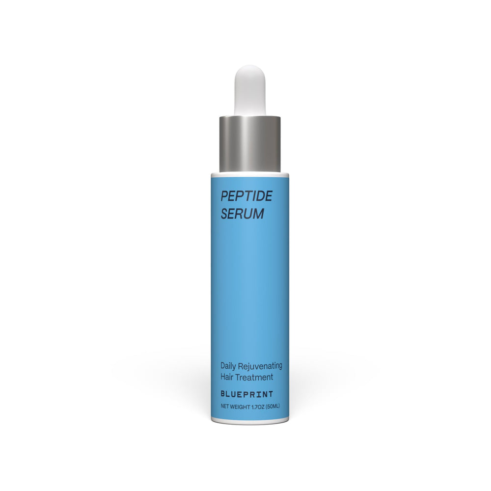 Blueprint Bryan Johnson Hair Peptide Serum with 8-Peptide Complex supports denser scalp and stronger hair.