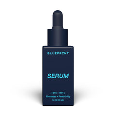 Blueprint Bryan Johnson serum bottle front view, fragrance-free vegan hydration.