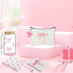 BlueRaying Coquette pink bow cup with straw for refreshing beverages on the go.