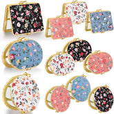 Blulu 24 Pcs compact mirror rectangle shape with flowers, ideal for daily touch-ups