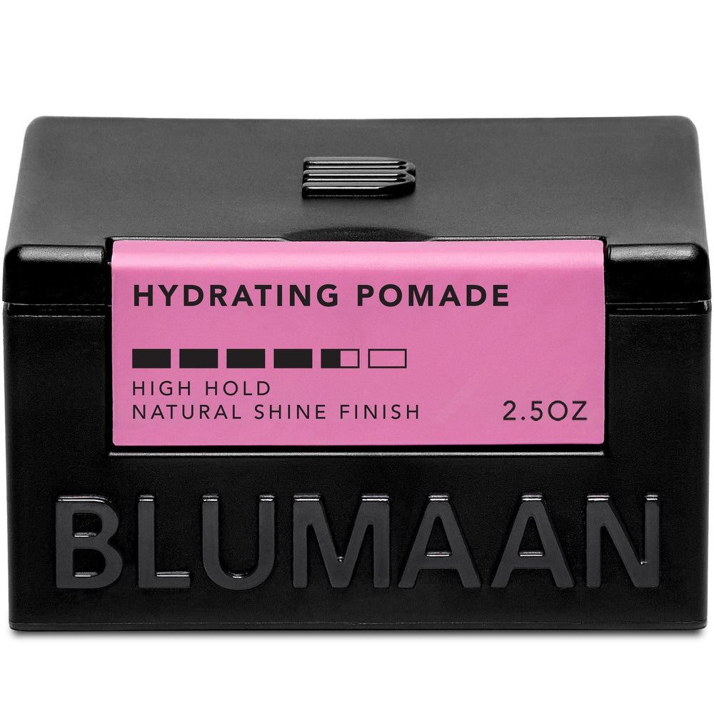 BluMaan Hydrating Pomade low-shine jar enables versatile styling and easy washout.
