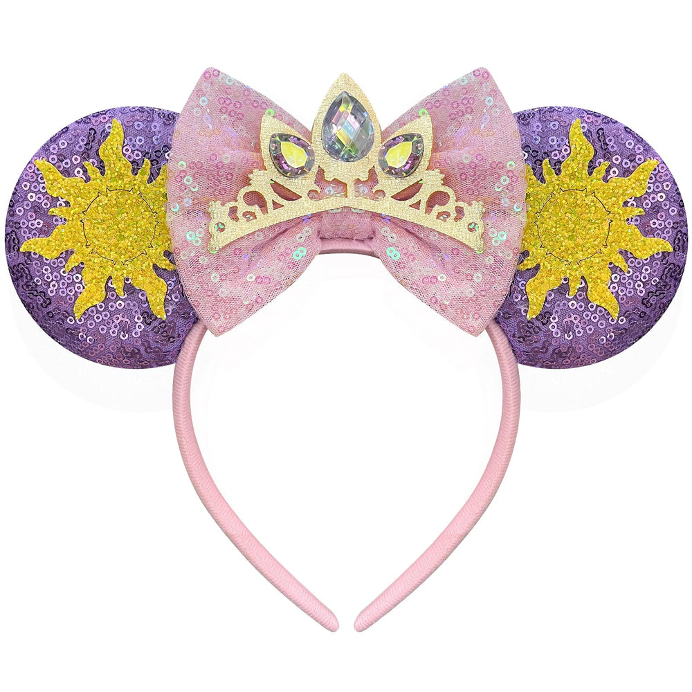 Bmobuo Princess Mouse Ears Headband with crown and star sequins for park and cosplay.