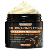 BNNBRGA Tallow Honey Cream jar front shows premium ingredients for deep moisture
