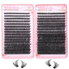 Boahankuke lash clusters 640pcs packaging closeup for at-home lashes.