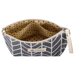 Boao canvas cosmetic bag leave motif fits coins, cards, and small cosmetics