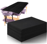 Boao disposable bed sheets 31x71 folded in black for easy spa setup and quick cleanup