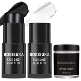 BOBISUKA black white face paint stick application for bold greasepaint looks
