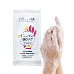 Bodipure hand mask gloves on hands delivering hydration