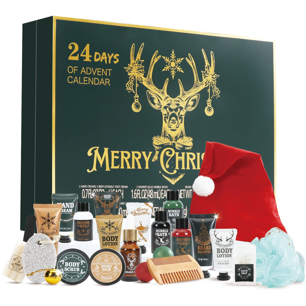 BODY & EARTH Advent Calendar 2025 box with festive reindeer motif for December pampering
