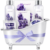 Body & Earth Lavender Shower Gel bottle promotes relaxing spa-like cleansing.