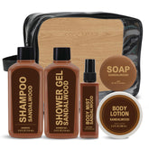 Body and Earth sandalwood gift set bag—travel-friendly grooming for men.