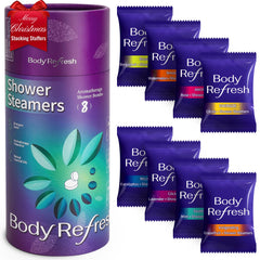 BodyRefresh 8-pack shower steamers gift set ready for gifting.