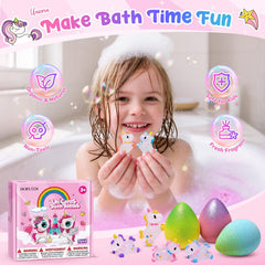 Bofuoos kids bath time scene with unicorn bombs enhances imaginative play while soaking