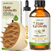 Bofuoos rosemary-castor hair oil bottle nourishes scalp and roots.