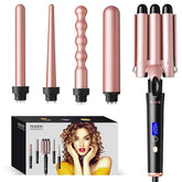 Bo'laiya 5in1 curling wand set in rose gold offers versatile styling options for many looks.
