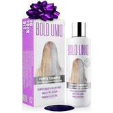 Bold Uniq Purple Shampoo bottle front view shows violet pigments for brassiness control.
