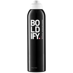 Boldify Dry Shampoo Spray bottle closeup showing quick oil absorption for refreshed roots