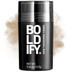 Boldify Hair Fibers 12.5g bottle shows natural look and instant lift.