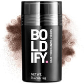Boldify Hair Fibers 12g bottle closeup for quick, natural-looking fullness.