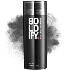 Boldify Hair Fibers 28g package front shows portable, quick touch-up convenience.