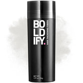 Boldify Hair Fibers bottle pour demonstrates instant fullness and natural blend.