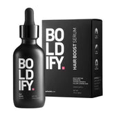 Boldify Hair Growth Serum bottle shown for fuller-looking hair.