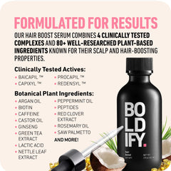 Boldify natural boosters ingredients close-up for nourished scalp.