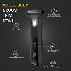 Bomic Manscape rotary-head action for precise long-hair trimming.