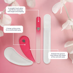Bona Fide Beauty Ergo File ergonomic grip area enables comfortable one handed filing