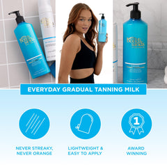 Bondi Sands Everyday Gradual Tanning Milk in circular application motion for even coverage.