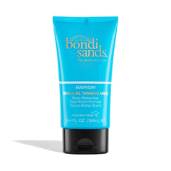 Bondi Sands Everyday Gradual Tanning Milk bottle closeup shows subtle, even sun-kissed glow.
