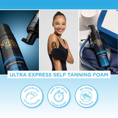 One-hour color swatch demonstrating warm tan with Bondi Sands Ultra Express
