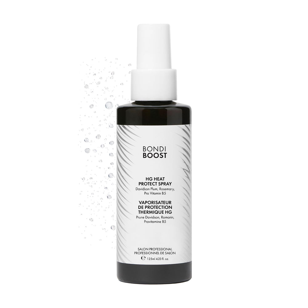 BondiBoost heat protectant spray bottle shields hair during heat styling.
