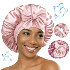 BONNET QUEEN hyaluronic-satin-bonnet closeup highlighting moisture-locking fibers for overnight hydration.