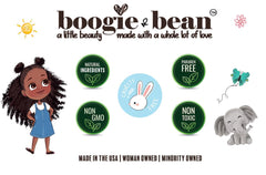 Boogie and Bean Kids Hair Oil USA-made label signals quality and safety.