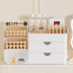 Booklov all-white makeup organizer large fits tall bottles and skincare essentials